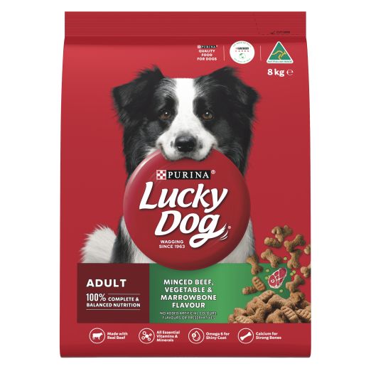 LUCKY DOG ADULT MINCED BEEF VEGETABLES AND MARROWBONE 8KG