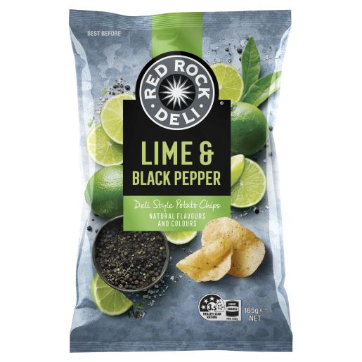 LIME AND PEPPER POTATO CHIPS 165GM