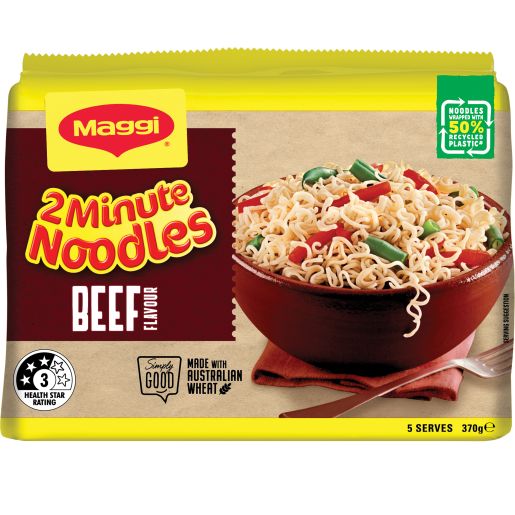 BEEF 2 MINUTE NOODLES 5 PACK 74GM