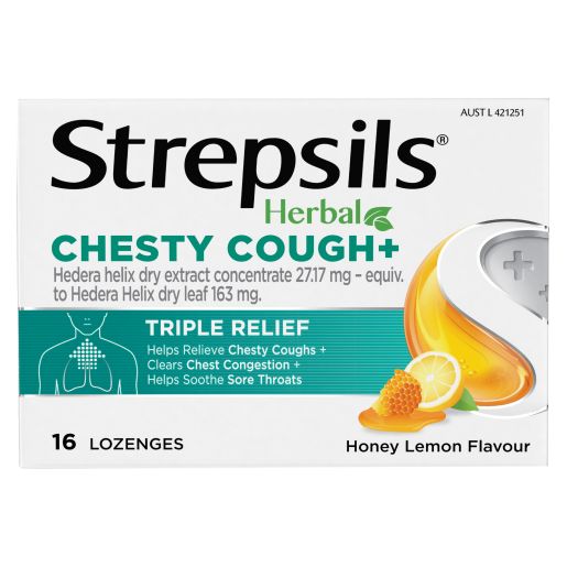 HERBAL CHESTY COUGH+ LOZENGES HONEY LEMON 16S