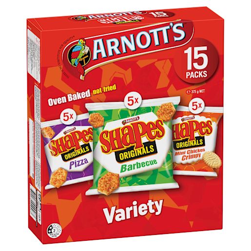 SHAPES SNACKS VARIETY MP BOX 375GM