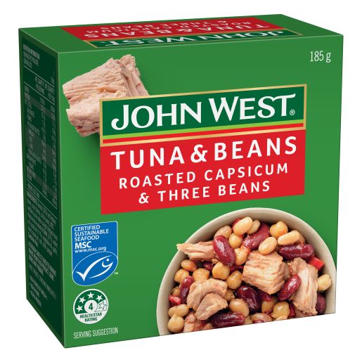 ROASTED CAPSICUM & THREE BEANS TUNA & BEANS 185GM