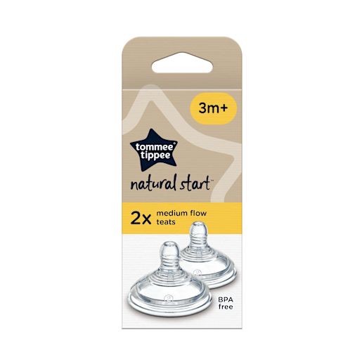 NATURAL START BABY BOTTLE TEATS MEDIUM FLOW 3+ MONTHS 2PK