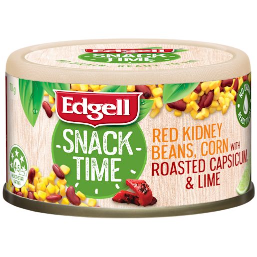 RED KIDNEY BEAN & CORN WITH CAPSICUM & SPICES SNACK TIME 70GM