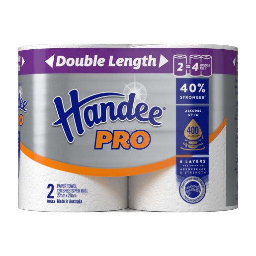 WHITE DOUBLE LENGTH PRO PAPER TOWELS 2PK