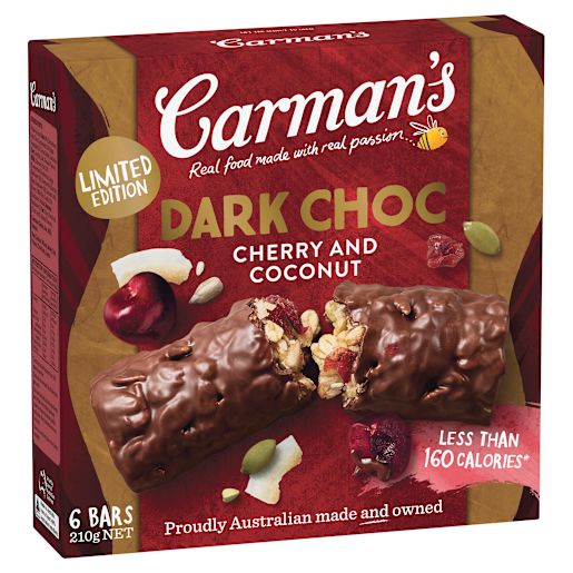 FRUIT & NUT BAR DARK CHOC CHERRY & COCONUT 210GM