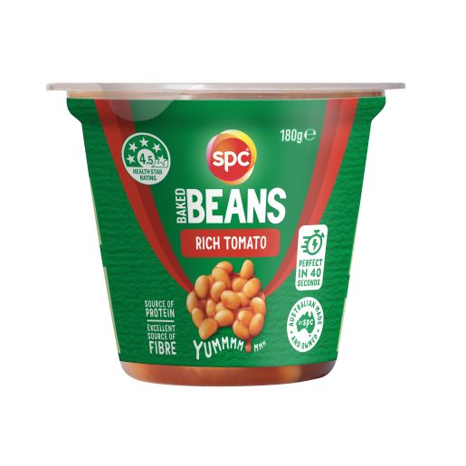 PREPARED MEALS BAKED BEANS RICH TOMATO SNACK POT 180GM