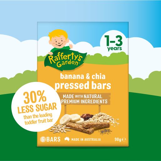 GARDEN BANANA & CHIA PRESSED BARS 1-3 YEAR 90G