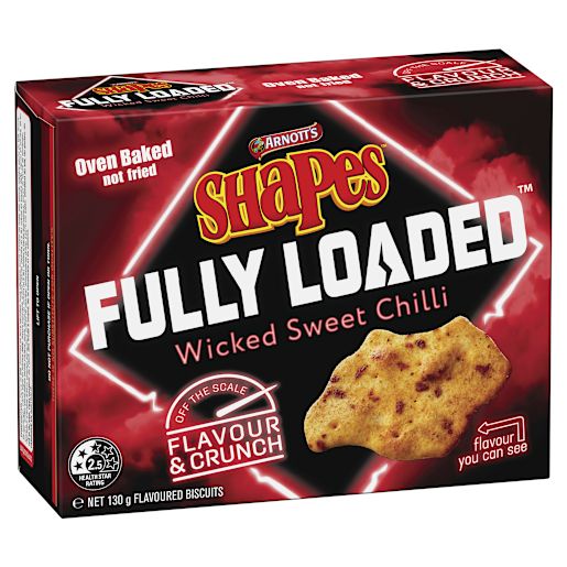 SHAPES SNACKS FULLY LOADED WICKED SWEET CHILLI 130GM