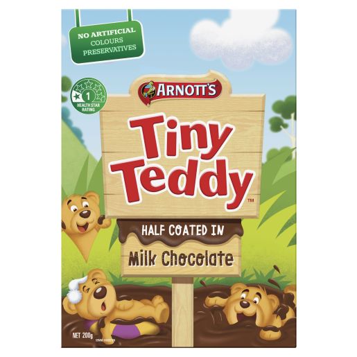 BISCUITS CHOCOLATE TINY TEDDY HALF COAT 200GM