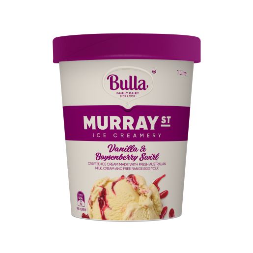 MURRAY STREET VANILLA & BOYSENBERRY SWIRL ICE CREAM TUB 1L