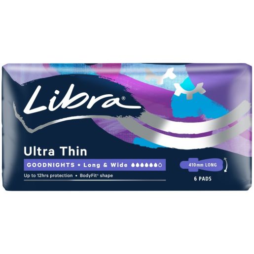LONG & WIDE GOODNIGHTS ULTRA THIN SANITARY PADS 6S