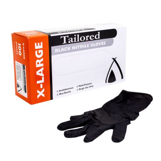 BLACK EXTRA LARGE NITRILE GLOVES 1000S