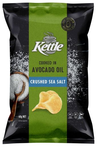 CRUSHED SEA SALT COOKED IN AVOCADO OIL POTATO CHIPS 60GM