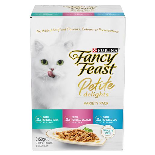 FANCY FEAST PETITE CUISINE TUNA SALMON & COD CAT FOOD 6X50GM