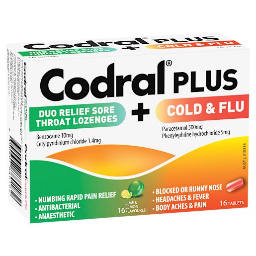 PLUS COLD & FLU TABLETS + SORE THROAT LIME & LEMON LOZENGES 1 EA