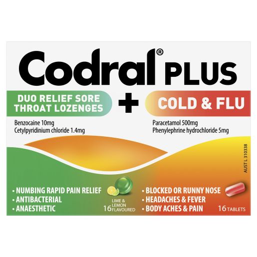 PLUS COLD & FLU TABLETS + SORE THROAT LIME & LEMON LOZENGES 1 EA