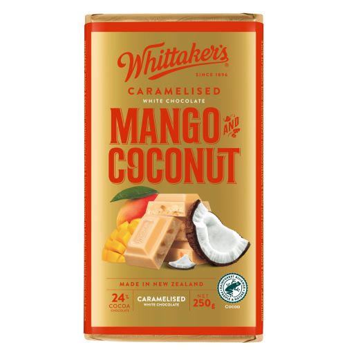 MANGO & COCONUT CARAMELISED WHITE CHOCOLATE BLOCK 250GM