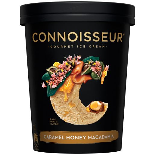 CARAMEL HONEY & MACADAMIA ICE CREAM 1L