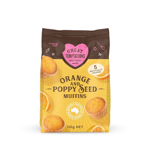 ORANGE & POPPY SEED MUFFINS 5PK