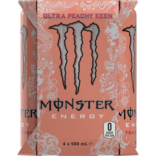 ENERGY DRINK PEACH CANS 4X500ML