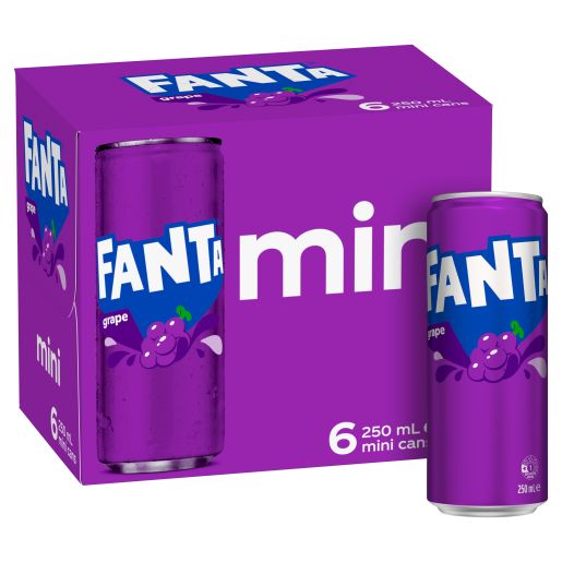 GRAPE FLAVOUR SOFT DRINK CANS 6X250ML