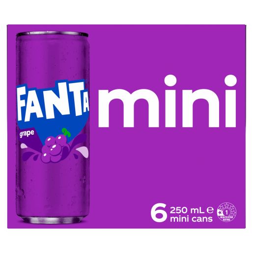 GRAPE FLAVOUR SOFT DRINK CANS 6X250ML