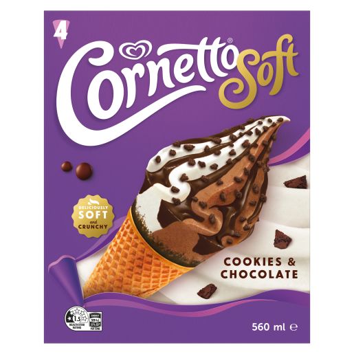 SOFT COOKIE & CHOCOLATE CORNETTO ICE CREAM MULTIPACK 4S