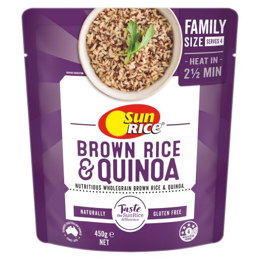 QUINOA BROWN RICE MICROWAVEABLE POUCH 450GM