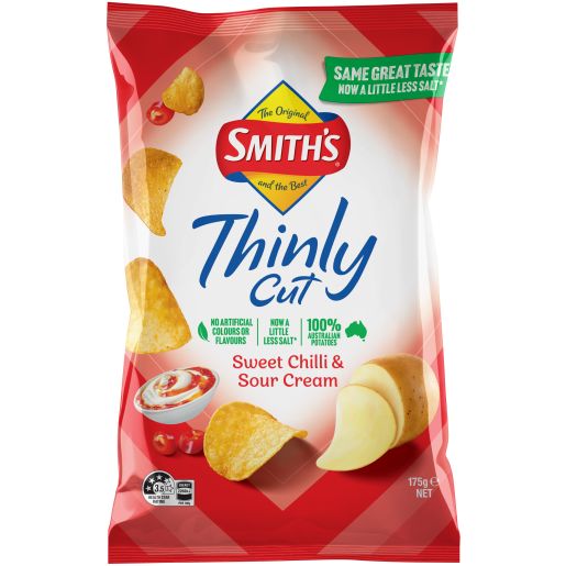 SWEET CHILLI & SOUR CREAM THINLY POTATO CHIPS 175GM