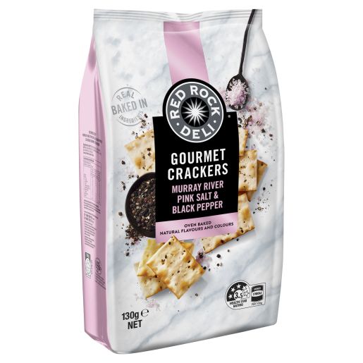 MURRAY RIVER PINK SALT & BLACK PEPPER GOURMET CRACKERS 130GM