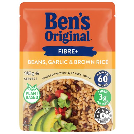 RICE FUEL FIBRE BEANS GARLIC & BROWN RICE 180GM