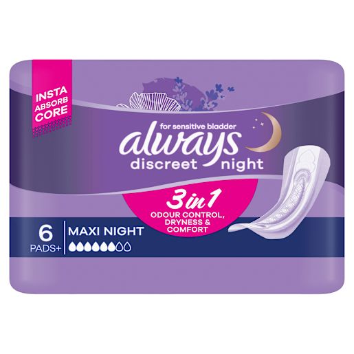 MAXI NIGHT INCONTINENCE PAD 6S