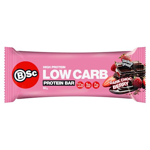 DARK CHOC BERRY HIGH PROTEIN LOW CARB BAR 60GM