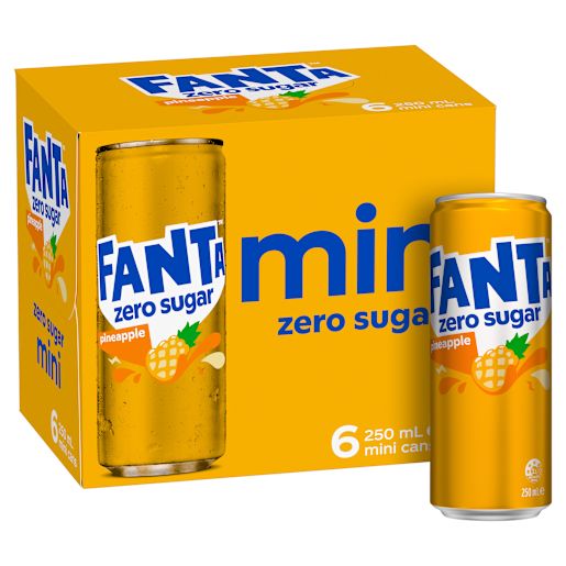 ZERO PINEAPPLE FLAVOUR SOFT DRINK CANS 6X250ML