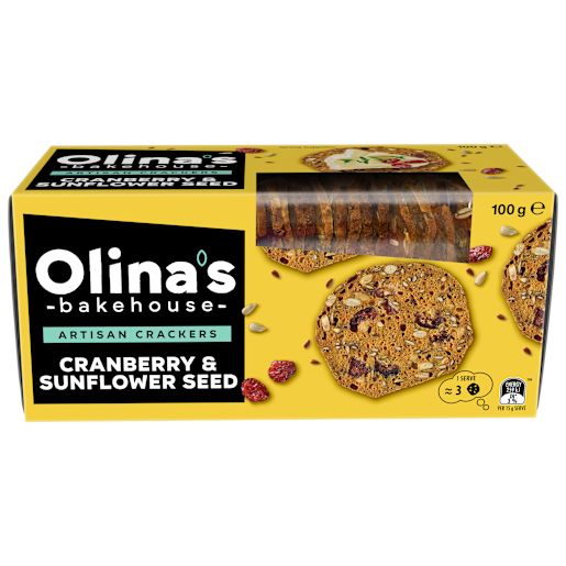 CRANBERRY & SUNFLOWER SEED ARTISAN CRACKERS 100GM