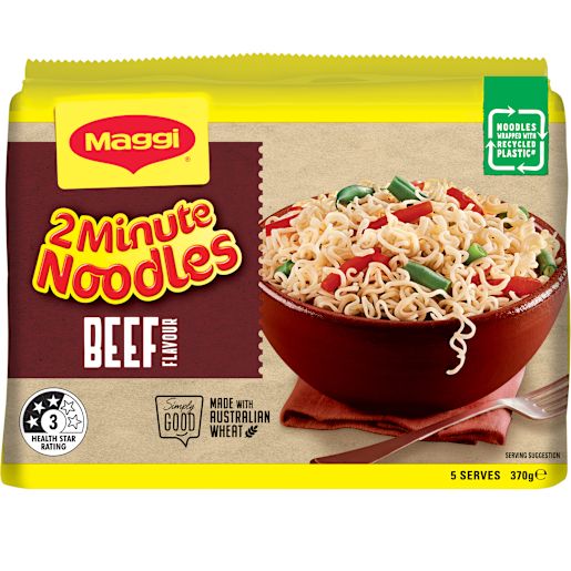 BEEF 2 MINUTE NOODLES 5 PACK 74GM