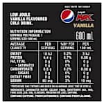 Pepsi Max No Sugar Vanilla Soda Bottle