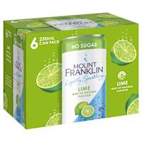 Mount Franklin Lightly Sparkling Water Lime Multipack Mini Cans