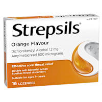 Strepsils Double Antibacterial Soothing Sore Throat Lozenges Orange