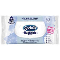 Sorbent Hypo-Allergenic Flushable Wipes
