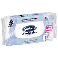 Sorbent Hypo-Allergenic Flushable Wipes