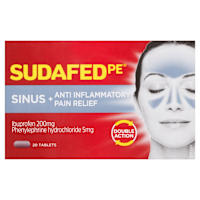 Sudafed PE Sinus Pain Relief + Anti Inflammatory Double Action Tablets