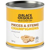 Black & Gold Mushroom Pieces & Stems