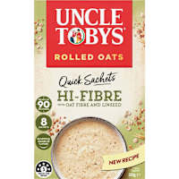 Uncle Tobys Oats Quick Sachets Breakfast Cereal Hi Fibre