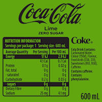 Coca-Cola Zero Sugar Lime Soft Drink Bottle