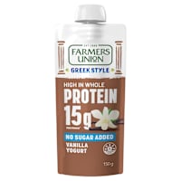 Farmers Union Greek Style High Protein Vanilla Yogurt Pouch