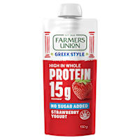 Farmers Union Greek Style High Protein Strawberry Yogurt Pouch