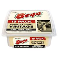 Bega Light Vintage 25% Reduced Fat Cheese 15 Pack