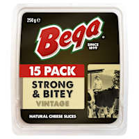 Bega Strong & Bitey Vintage Natural Cheese 15 Slices